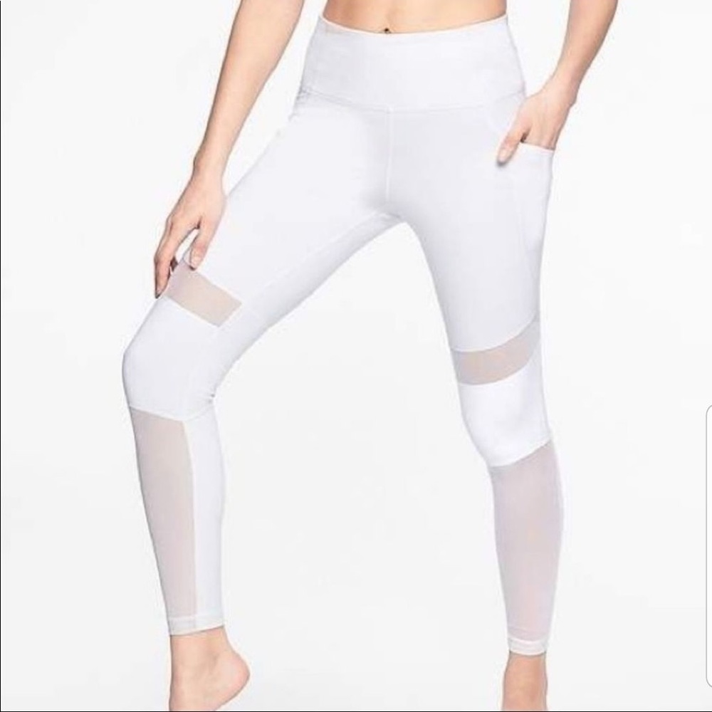 Athleta White Meshblock Pocket Pura Tight